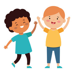 Moment When Child Cheers Another Vector Art