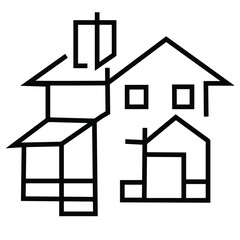 CAD buinding line art or house icon 