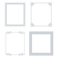 Set of decorative frames Elegant vector element for design in Eastern style, place for text. Floral gray and white borders. Lace illustration for invitations and greeting cards