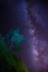 Landscape with Milky way galaxy over Rice fields on terraced in Mu Cang Chai, Vietnam. Night sky with stars. Long exposure photograph.
