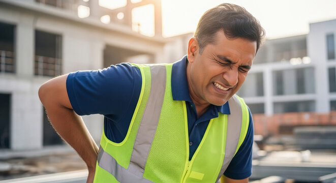 Construction Worker Suffers Acute Back Pain On Jobsite
