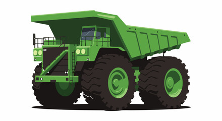 Obraz premium Green Mining Dump Truck Illustration with Oversized Tires and Heavy Duty Design.