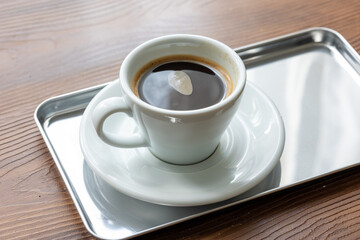 Close-Up of Americano Coffee in a Large White Mug
