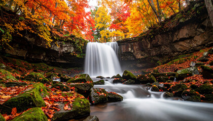 waterfall in autumn