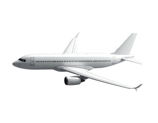 A side-view illustration of a white passenger airplane against a black background
