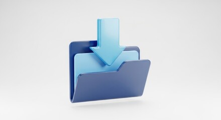 A blue folder icon with a blue arrow pointing downwards.