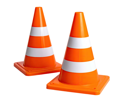 Two orange and white striped warning devices, typically used to divert traffic