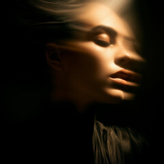 Dramatic Female Portrait with Soft Light and Motion Blur