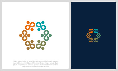 Abstract people colorful logo icon design minimal style illustration. community logo icon vector isolated.	
