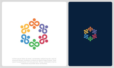 Abstract people colorful logo icon design minimal style illustration. community logo icon vector isolated.	
