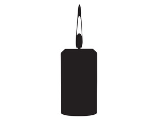 Candle flame in silhouette white background.