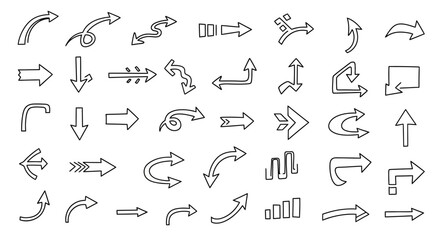 Collection of various arrow illustrations, showcasing different shapes, directions, and styles for diverse design purposes.