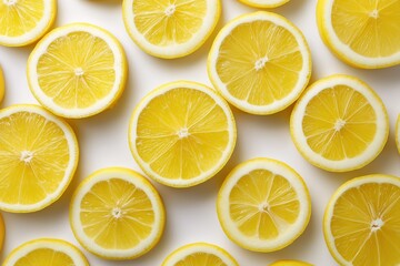 Fototapeta premium Lemon slices creating healthy natural organic food background