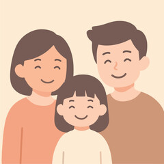 “Happy Small Family Smiling Together –  Vector Illustration”