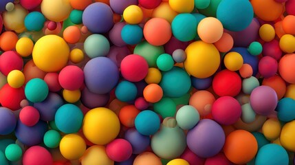 Vibrant, Textured Spheres in a Chaotic, Colorful Pile
