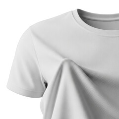 Extreme macro of white t-shirt fabric, gently pinched, highlighting intricate fine-knit weave, plush texture, and meticulous stitching on transparent, raking light. Textile quality study