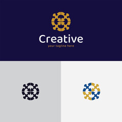 Creative puzzle circle logo design template, teamwork unity concept, modern abstract brand identity