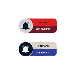 Notification alert button design, new update message icon, modern banner for web 
