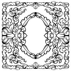 Black and white watercolor, ornament, mandala, floral