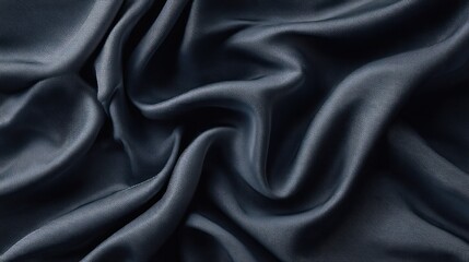 Fototapeta premium Deep Navy Blue Silk Fabric with Elegant Draping and Subtle Texture