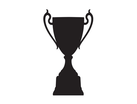 rophy in silhouette white new white background.
