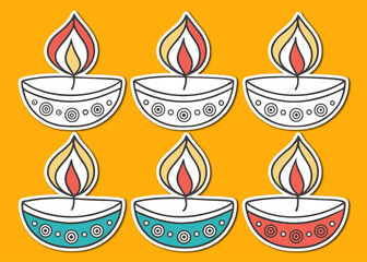 Colorful Diwali Lamp Pattern Design Traditional Indian Festival of Lights Celebration Background Illustration seamless pattern