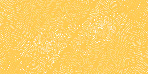 Circuit board yellow and white vector background