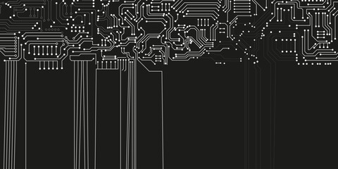 Circuit board black and white vector background