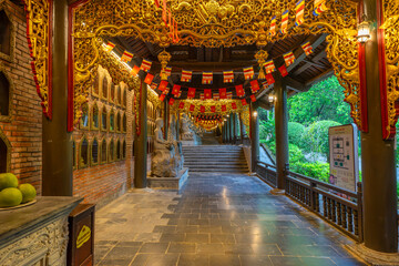 Buddha statues along the corridor lead to Bai Dinh pagoda, one of the largest in the south east Asia in Ninh Binh, Vietnam
