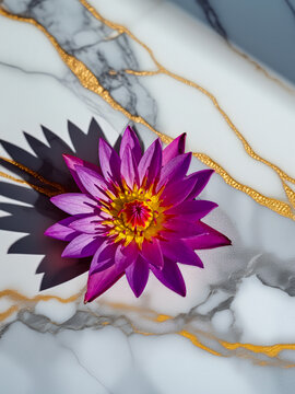 Vibrant Purple Water Lily Flower in Full Bloom &ndash; Close-Up Botanical Photography for Nature, Background, and Aesthetic Design