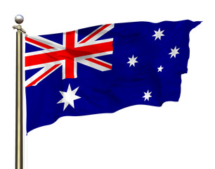 Transparent Background Cutout Isolated Australia Flag Waving In The Wind