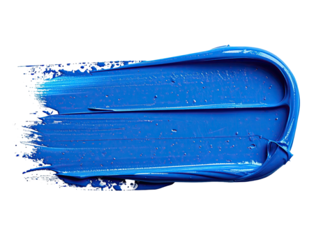 A bright blue paint stroke against a black background, showcasing textured application - Powered by Adobe