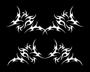 Abstract neo tribal element. Set of neo tribal shape. Aesthetic y2k cyber gothic style. Vector illustration.