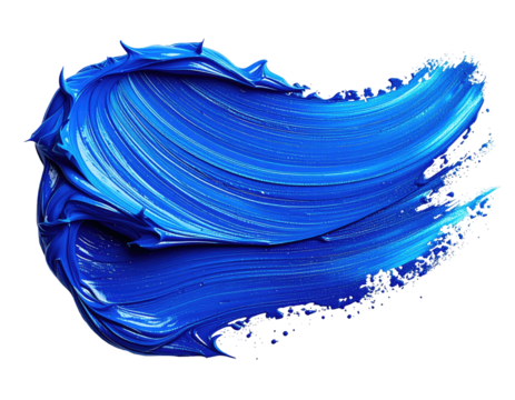 Close-up view of vibrant blue paint stroke against a black background, textured and glossy