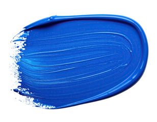 A close-up of a royal blue paint stroke on a transparent background