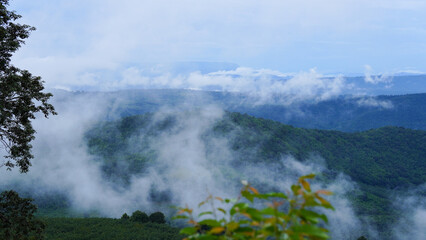 Mountain range and sea of ​​mist, tourist attractions in Hai Tak, Loei Province, Thailand