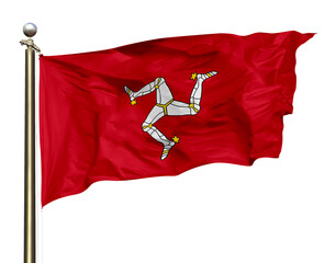 Transparent Background Cutout Isolated Isle Of Man National Flag Waving In The Wind