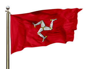 Transparent Background Cutout Isolated Isle Of Man National Flag Waving In The Wind