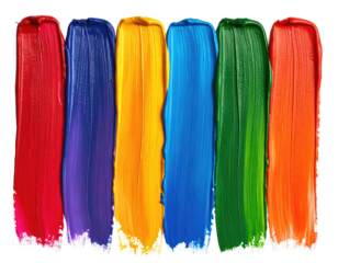 Striking arrangement of bold, vibrant strokes in a rainbow of colors, ready to be brushed on