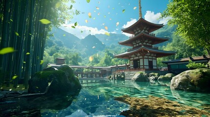 chinese temple in the garden