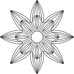 Abstract geometric floral motif with intricate petal design elegant line art ornament