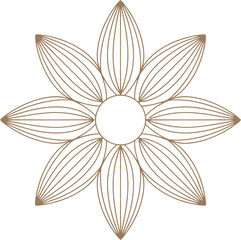 Delicate abstract floral design with thin line petals and central circle in soft hues