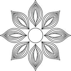 Abstract floral outline design simple geometric flower shape decorative element for creative projects