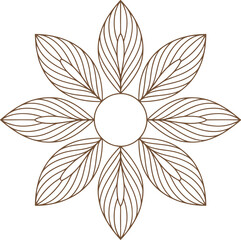 Abstract line art flower design with eight petals and central circle for decorative applications