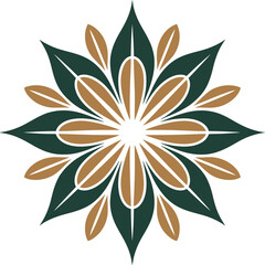 Intricate geometric mandala design with floral petals and earthy color palette