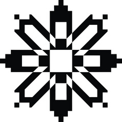 Abstract geometric snowflake design pixel art motif festive winter symbol contemporary artistic pattern
