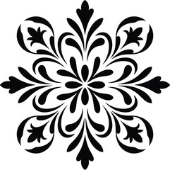 Elegant black floral swirl ornament decorative design element abstract art