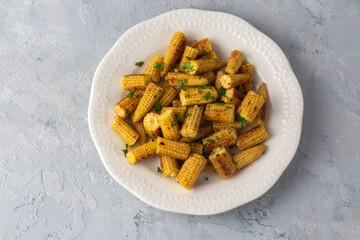 Baby corn pickled fried pot roast