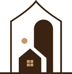 Modern farmhouse logo concept minimalist design rustic home architecture symbol