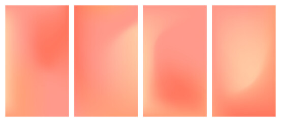Soft peach, pink colored mesh gradient cover set. Minimal warm pastel backdrops. Blurry backgrounds for modern design, branding.